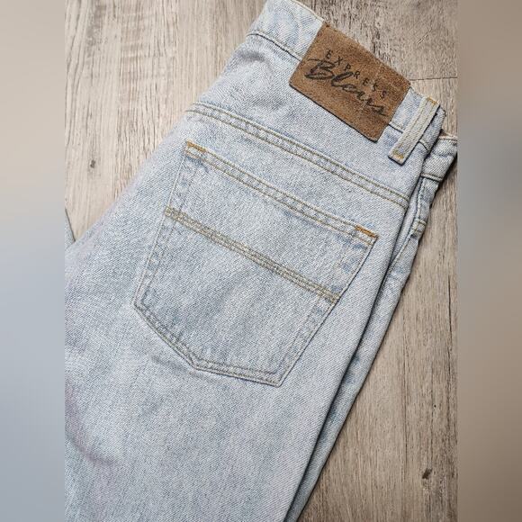 Express Blues High Rise Vintage 1990s Light Blue Denim Straight Leg Jeans - Picture 10 of 12